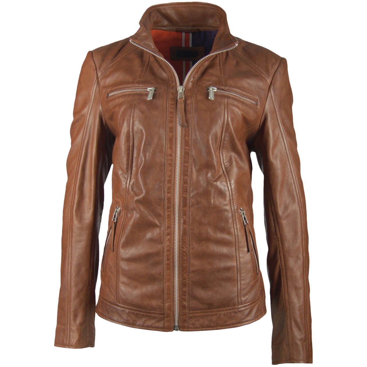 Geaca de Piele Naturala Dama Gipsy Coniac Sable LAHAV – IMBRACAMINTE