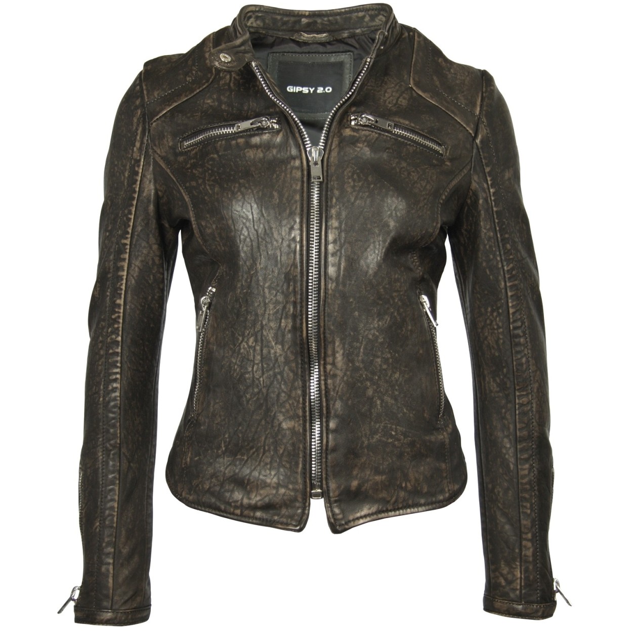 Geaca din Piele Naturala Dama Gipsy Neagra Vintage Sanaa SF LAWAV – IMBRACAMINTE