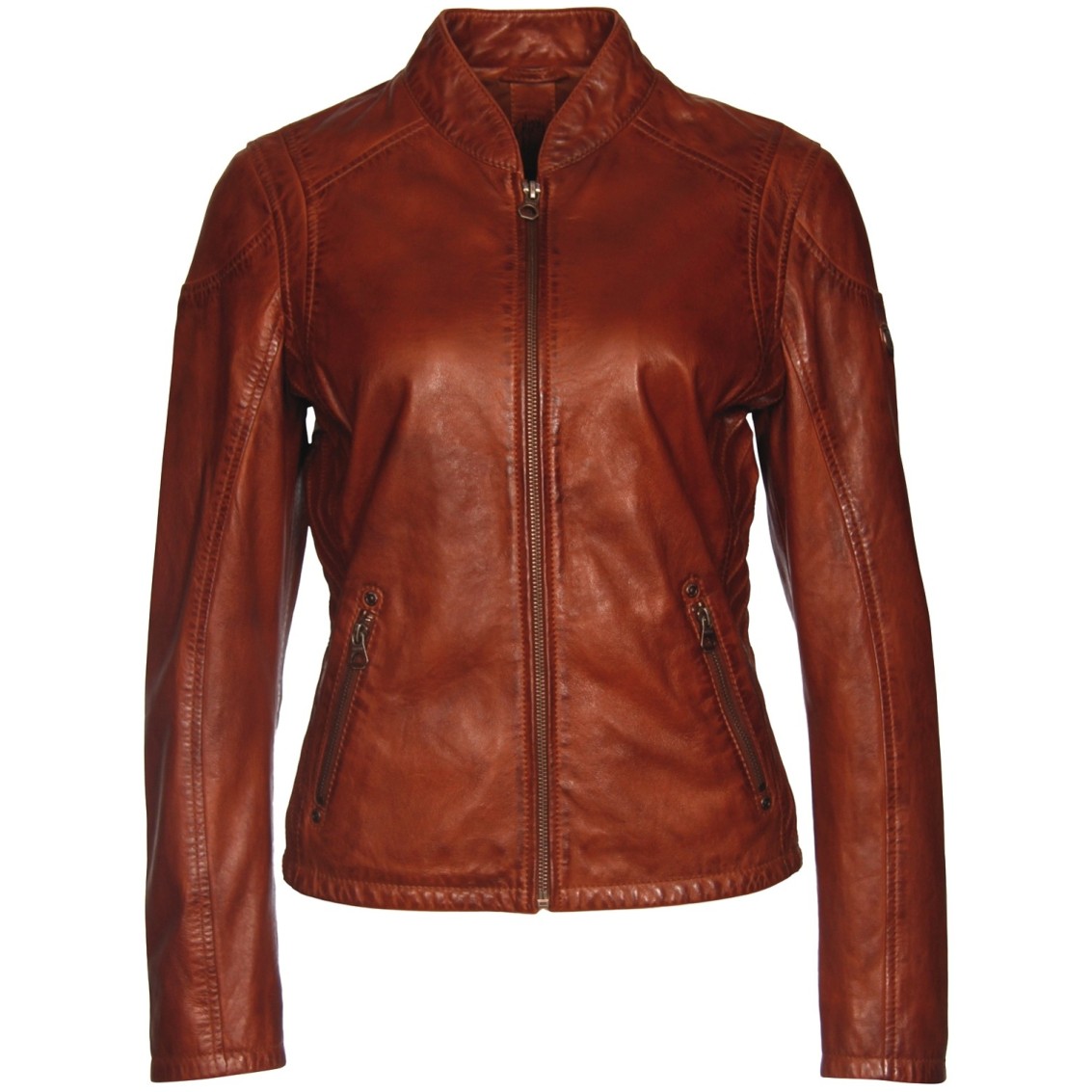 Geaca de Piele Naturala Dama Gipsy Coniac Inchis Sashi LATREV – IMBRACAMINTE