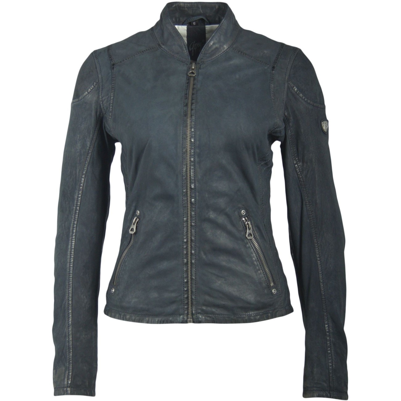 Geaca de Piele Naturala Dama Gipsy Bleumarin Sashi S18 LUNAV – IMBRACAMINTE