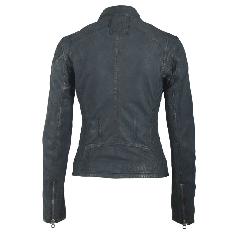 Geaca de Piele Naturala Dama Gipsy Bleumarin Sashi S18 LUNAV – IMBRACAMINTE