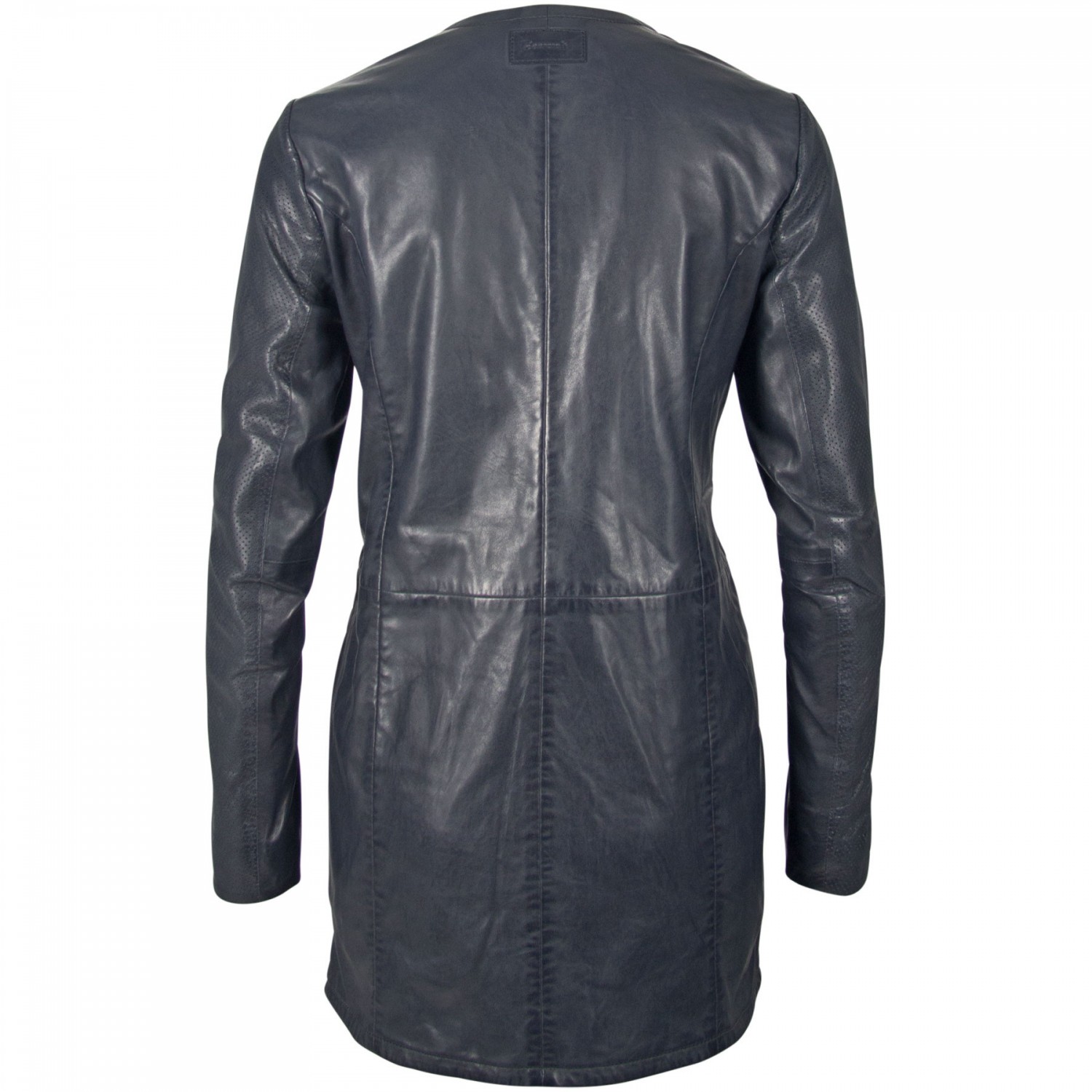 Geaca Lunga de Piele Naturala Dama Gipsy Bleumarin Sea LRPEV – IMBRACAMINTE