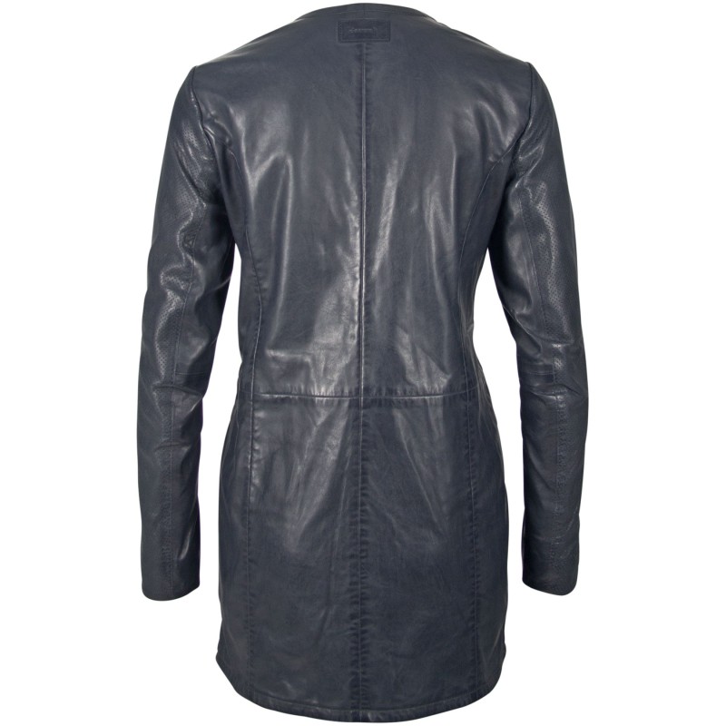 Geaca Lunga de Piele Naturala Dama Gipsy Bleumarin Sea LRPEV – IMBRACAMINTE