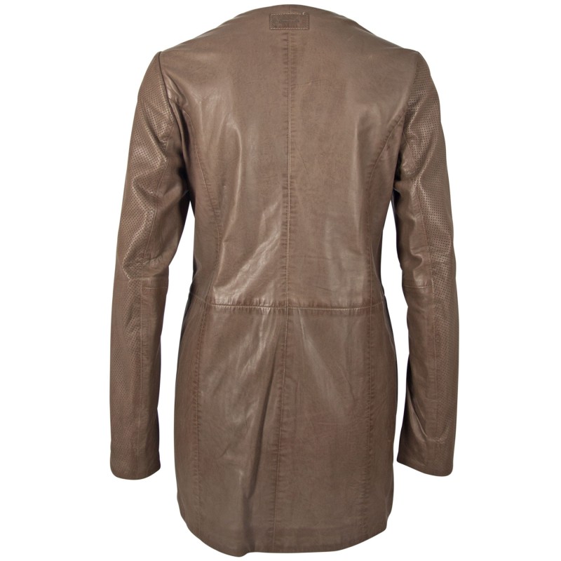 Geaca Lunga de Piele Naturala Dama Gipsy Gri Sea LRPEV – IMBRACAMINTE