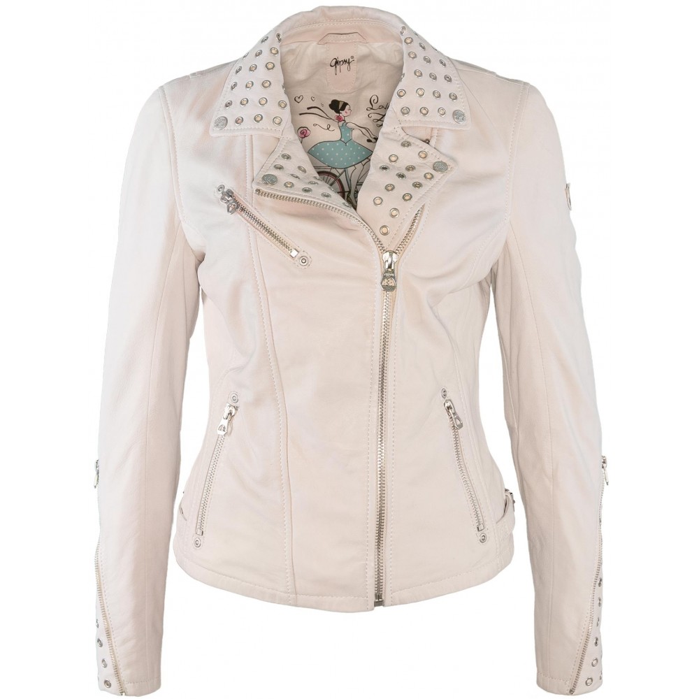 Geaca de Piele Naturala Dama Gipsy Crem Seana LLOV Geaca de Piele Naturala Dama Gipsy Crem Seana LLOV - readytowear.ro
