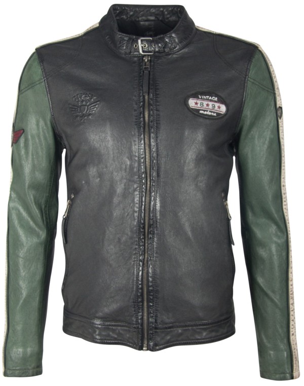 Geaca de Piele Naturala Barbati Gipsy Negru/Verde Seldon SF LACAV – Black Friday — fotografia 1