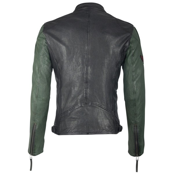 Geaca de Piele Naturala Barbati Gipsy Negru/Verde Seldon SF LACAV – Black Friday — fotografia 2