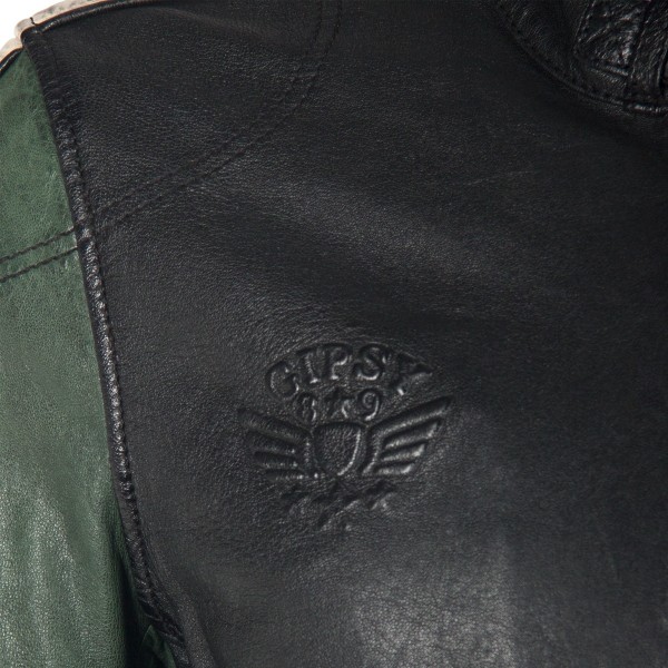 Geaca de Piele Naturala Barbati Gipsy Negru/Verde Seldon SF LACAV – Black Friday — fotografia 4