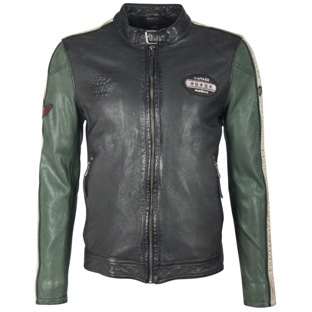 Geaca de Piele Naturala Barbati Gipsy Negru/Verde Seldon SF LACAV Geaca de Piele Naturala Barbati Gipsy Negru/Verde Seldon SF LACAV - readytowear