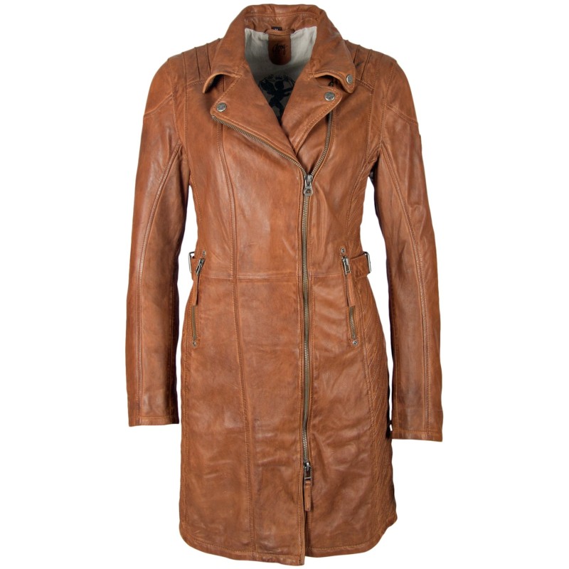 Geaca Lunga de Piele Naturala Dama Gipsy Coniac Selma NSLV – IMBRACAMINTE