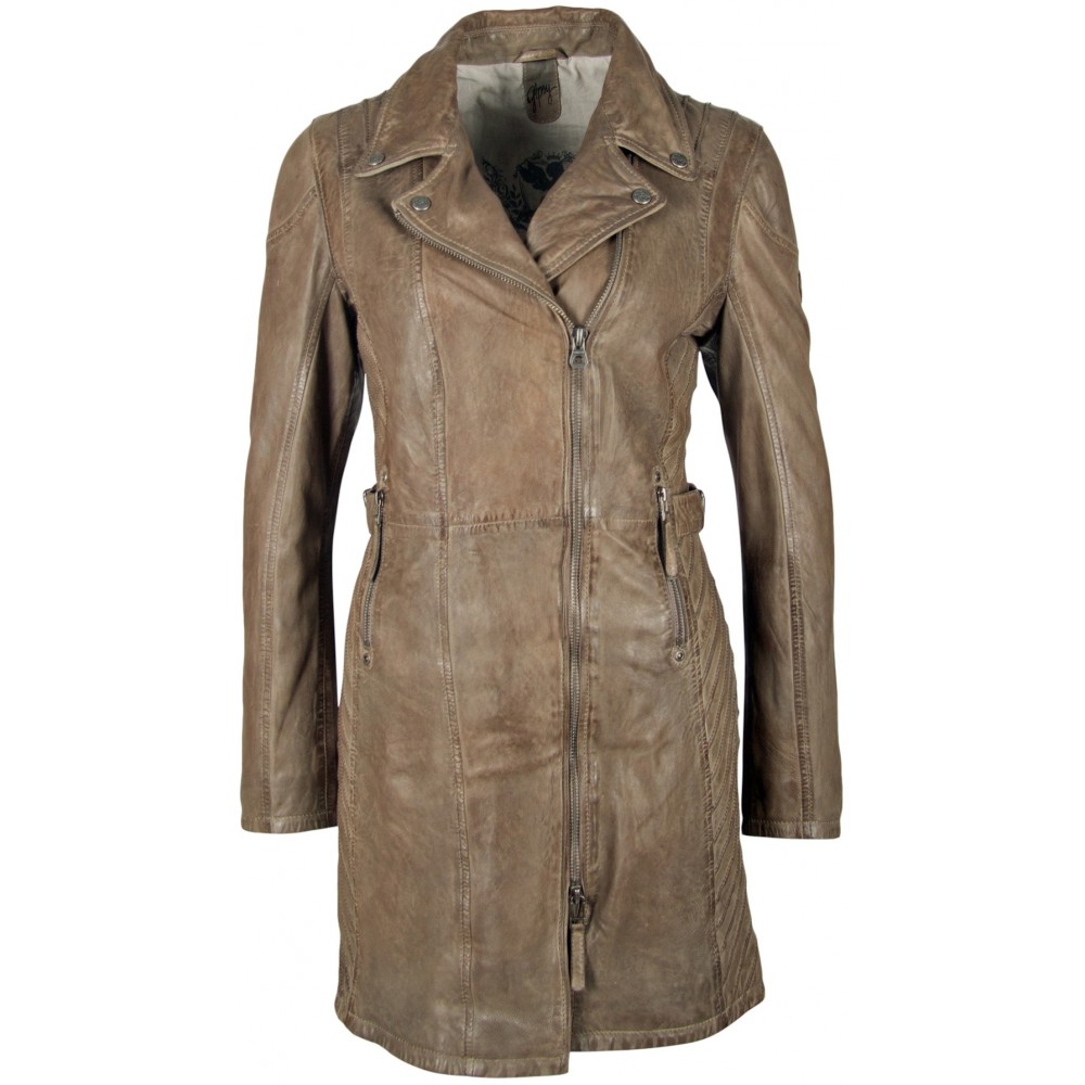 Geaca Lunga de Piele Naturala Dama Gipsy Gri Selma NSLV Geaca Lunga de Piele Naturala Dama Gipsy Gri Selma NSLV - readytowear.ro