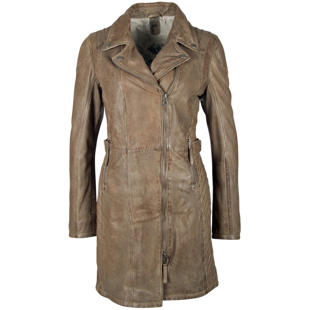 Geaca Lunga de Piele Naturala Dama Gipsy Gri Selma NSLV – IMBRACAMINTE