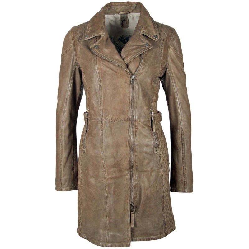 Geaca Lunga de Piele Naturala Dama Gipsy Gri Selma NSLV – IMBRACAMINTE