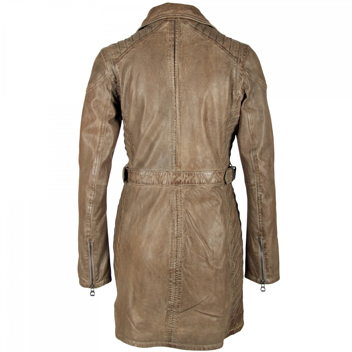 Geaca Lunga de Piele Naturala Dama Gipsy Gri Selma NSLV – IMBRACAMINTE