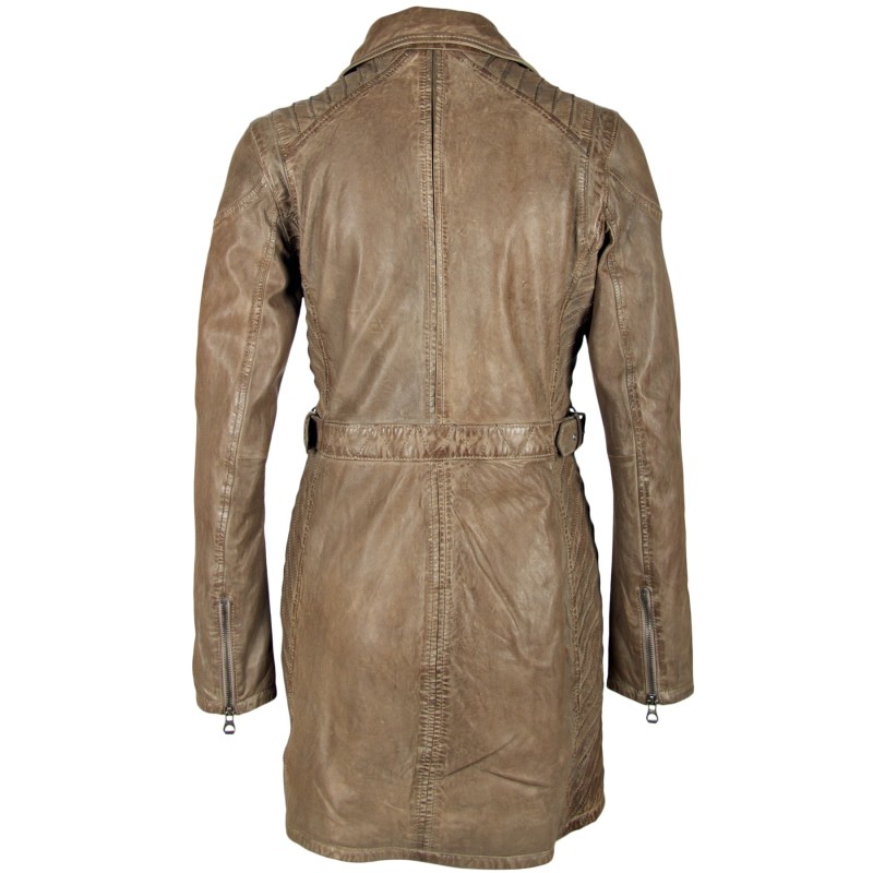 Geaca Lunga de Piele Naturala Dama Gipsy Gri Selma NSLV – IMBRACAMINTE