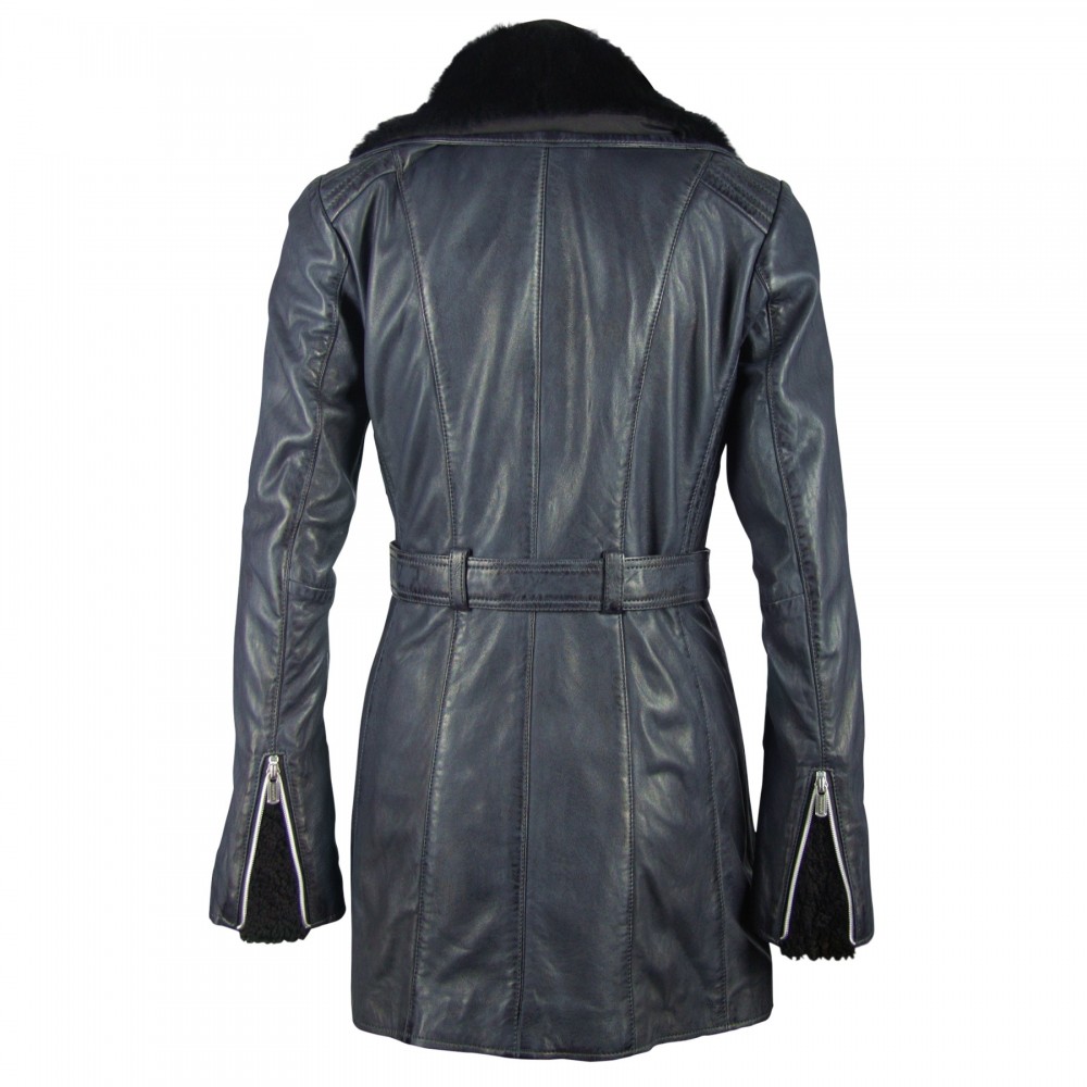 Geaca Lunga de Piele Naturala Dama Gipsy Bleumarin Shallow NSLONTV W Geaca Lunga de Piele Naturala Dama Gipsy Bleumarin Shallow NSLONTV W - readytowear.ro