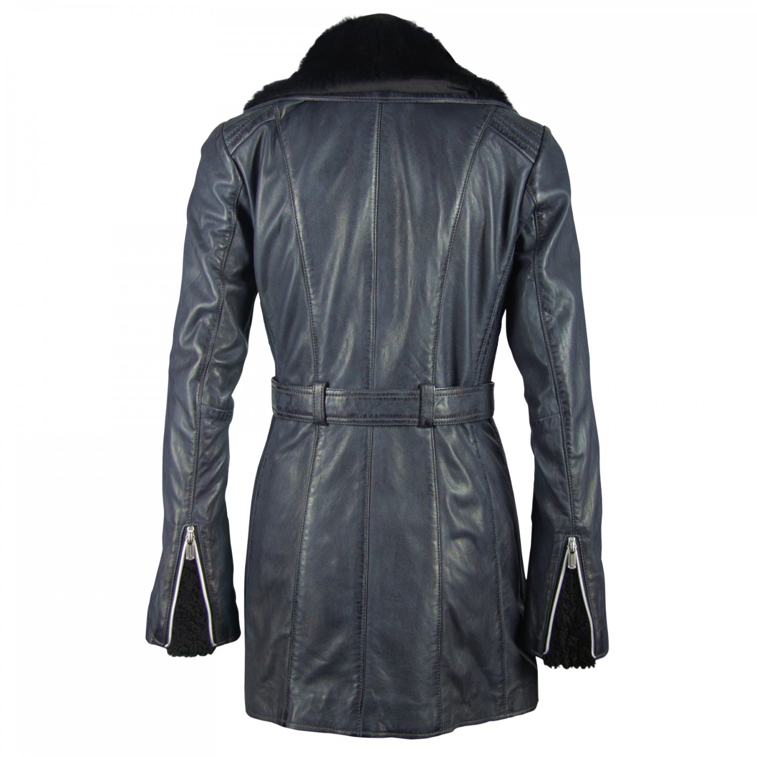 Geaca Lunga de Piele Naturala Dama Gipsy Bleumarin Shallow NSLONTV W – IMBRACAMINTE