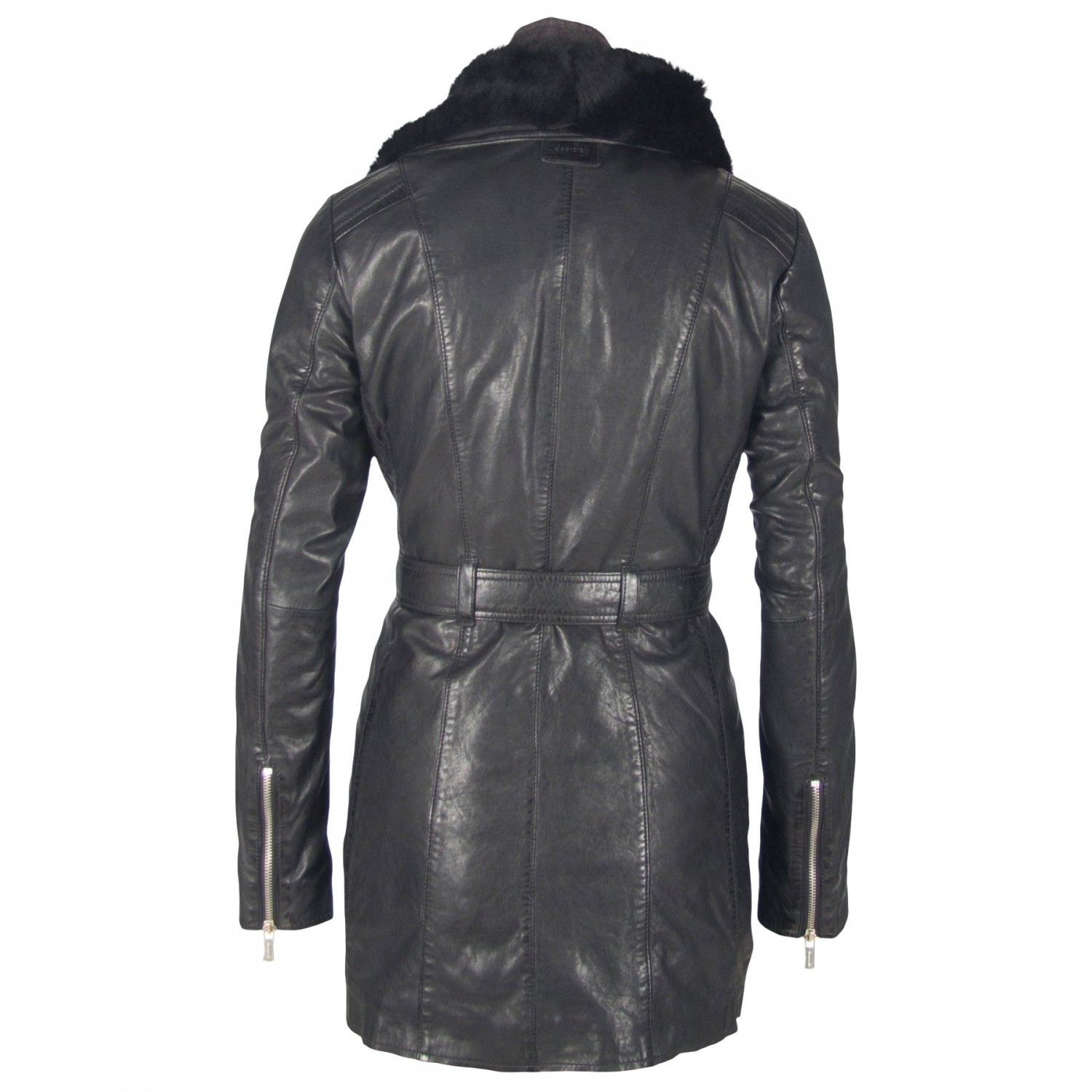 Geaca Lunga de Piele Naturala Dama Gipsy Neagra Shallow NSLONTV W – IMBRACAMINTE