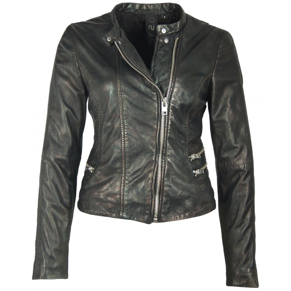 Geaca de Piele Naturala Dama Gipsy Negru Metalic Shari SF LAPASV Geaca de Piele Naturala Dama Gipsy Negru Metalic Shari SF LAPASV - readytowear.ro