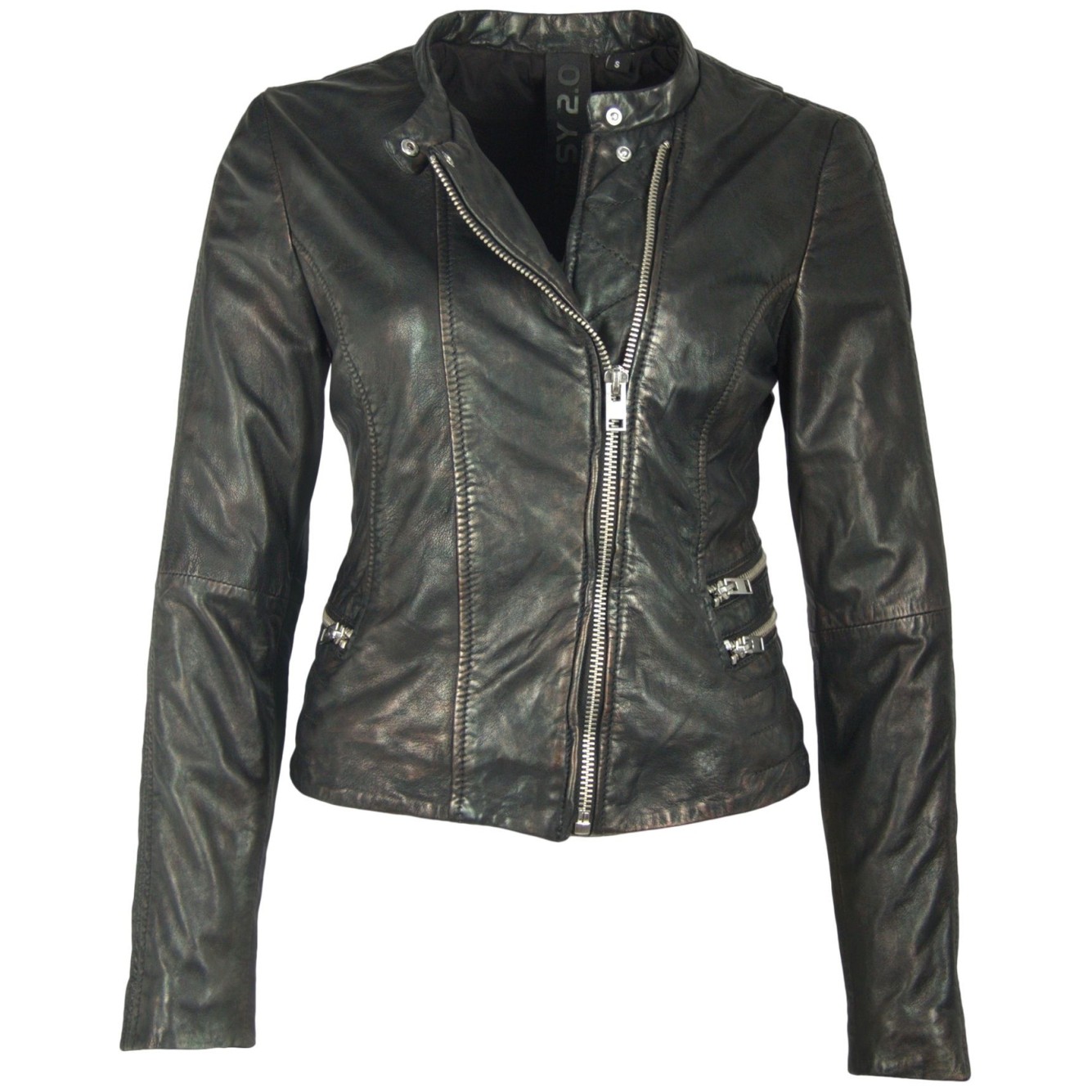 Geaca de Piele Naturala Dama Gipsy Negru Metalic Shari SF LAPASV – IMBRACAMINTE