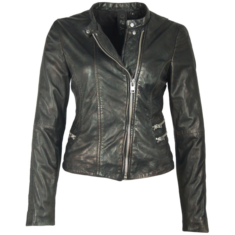 Geaca de Piele Naturala Dama Gipsy Negru Metalic Shari SF LAPASV – Black Friday