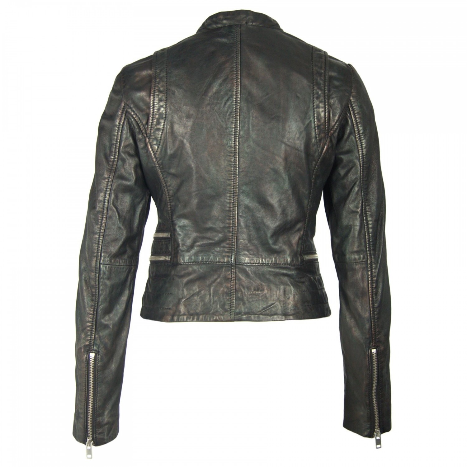 Geaca de Piele Naturala Dama Gipsy Negru Metalic Shari SF LAPASV – IMBRACAMINTE