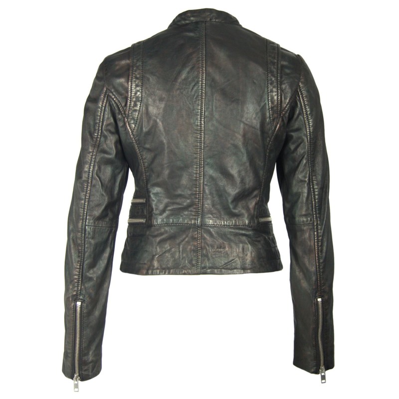 Geaca de Piele Naturala Dama Gipsy Negru Metalic Shari SF LAPASV – Black Friday