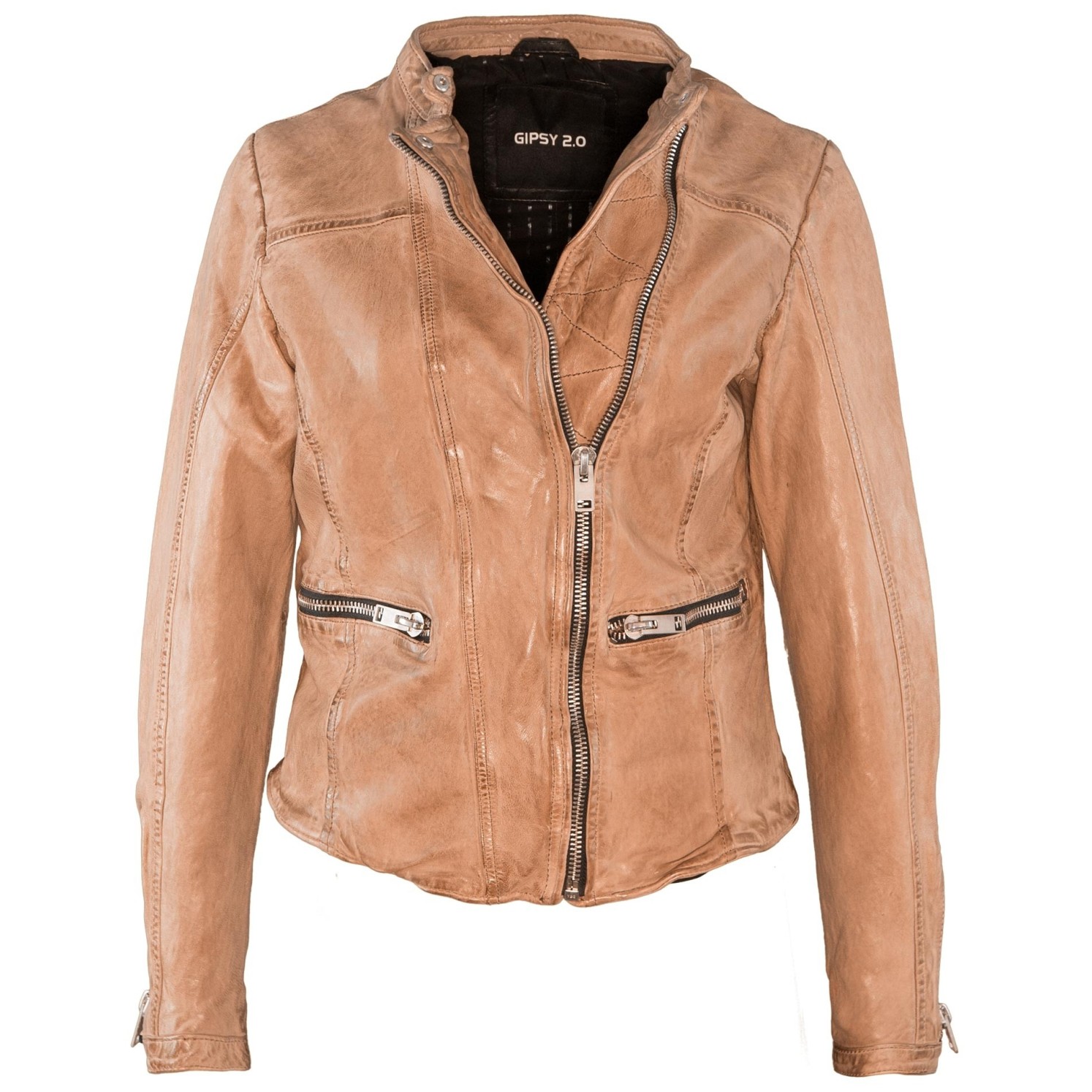 Geaca de Piele Naturala Dama Gipsy Bej Shea SF LAWOV – IMBRACAMINTE