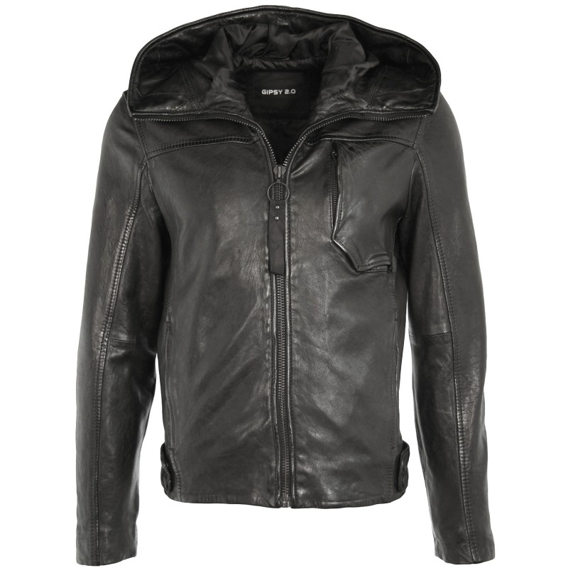 Geaca de Piele Naturala Barbati Gipsy Neagra Sion SF LVW – IMBRACAMINTE