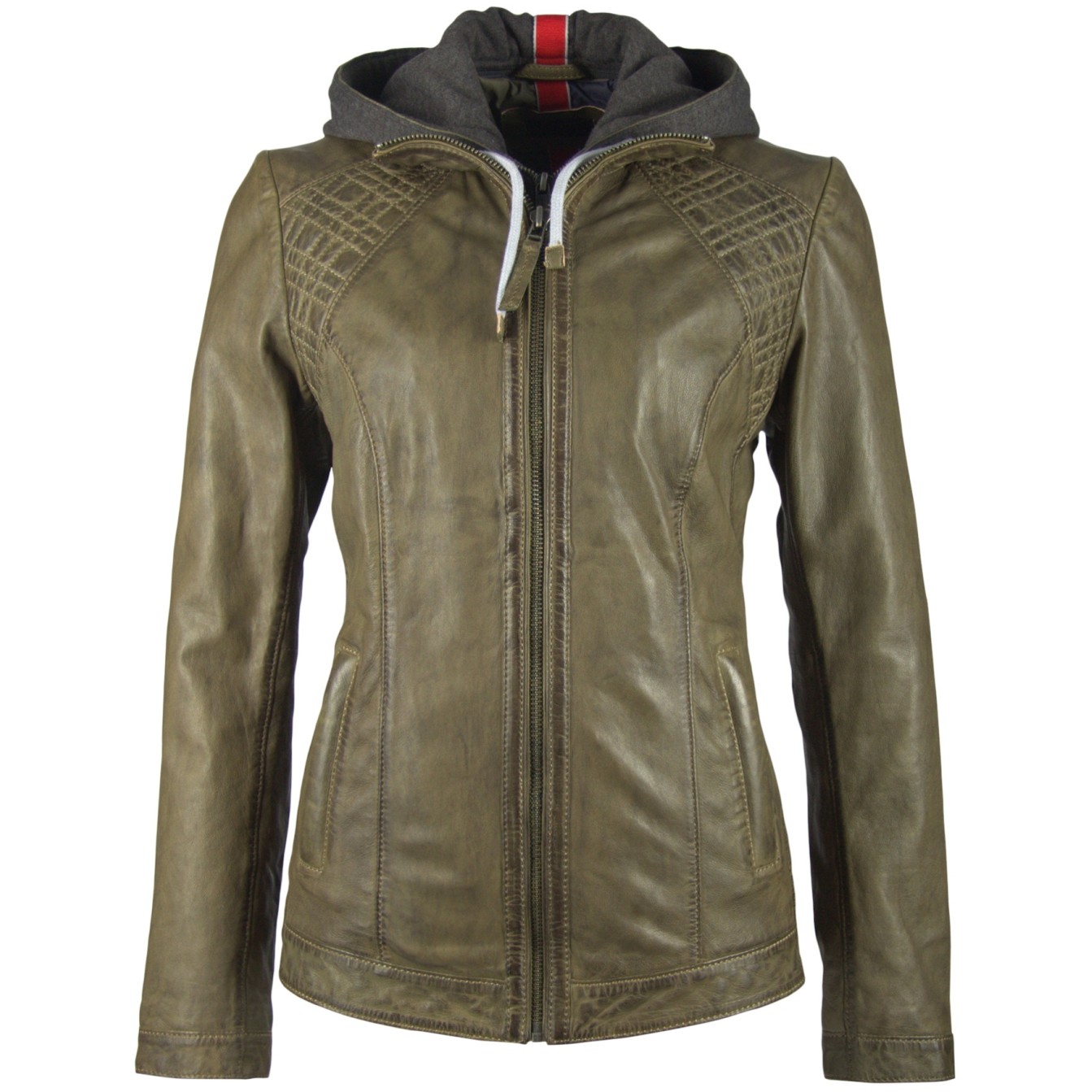 Geaca de Piele Naturala Dama Gipsy Verde Kaki Skerry LAJUV – IMBRACAMINTE