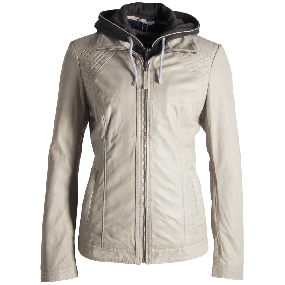 Geaca de Piele Dama Deercraft Alb Murdar Skerry LAJUV geci de piele - readytowear.ro