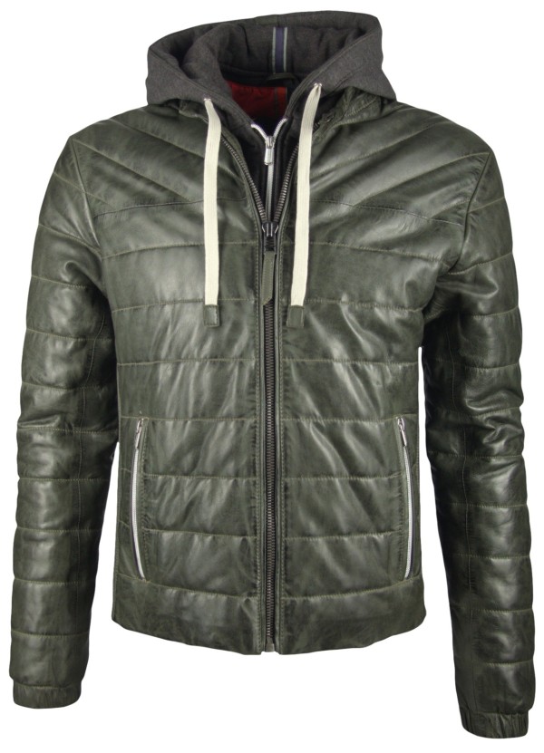 Geaca de Piele Naturala Barbati Gipsy Verde Inchis Snow LNBV W – Black Friday — fotografia 1