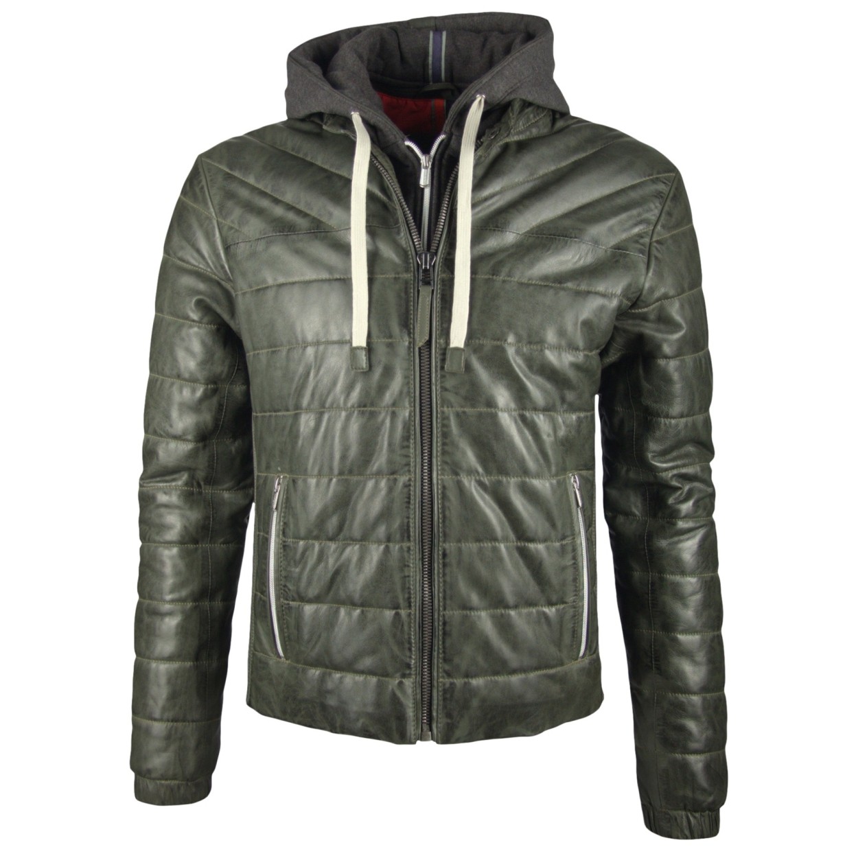 Geaca de Piele Naturala Barbati Gipsy Verde Inchis Snow LNBV W – Black Friday