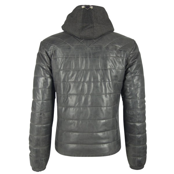 Geaca de Piele Naturala Barbati Gipsy Gri Snow LNBV W – IMBRACAMINTE — fotografia 2