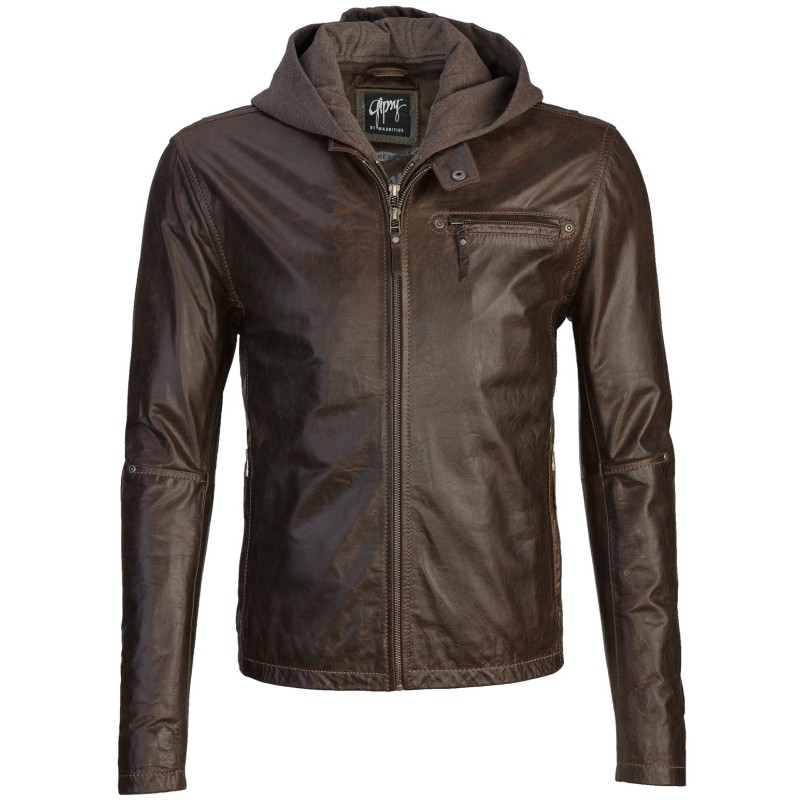 Geaca de Piele Naturala Barbati Gipsy Maro Spike LACRUV – IMBRACAMINTE
