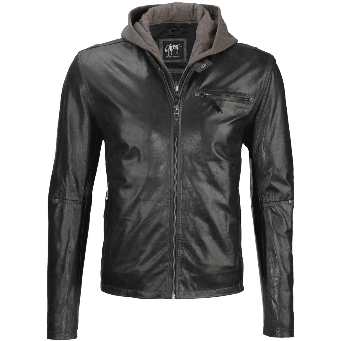 Geaca de Piele Naturala Barbati Gipsy Neagra Spike LACRUV – Black Friday