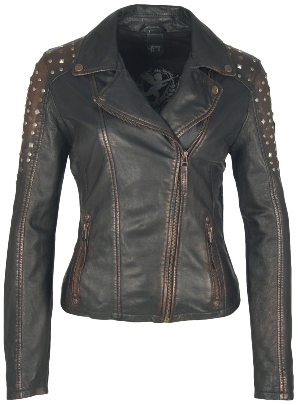 Geaca de Piele Naturala Dama Gipsy Negru Metalic Studdy W19 LARETV – IMBRACAMINTE — fotografia 1