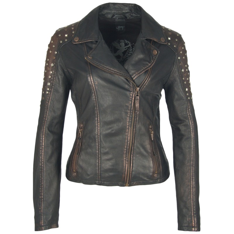 Geaca de Piele Naturala Dama Gipsy Negru Metalic Studdy W19 LARETV – IMBRACAMINTE Geaca de Piele Naturala Dama Gipsy Negru Metalic Studdy W19 LARETV – IMBRACAMINTE