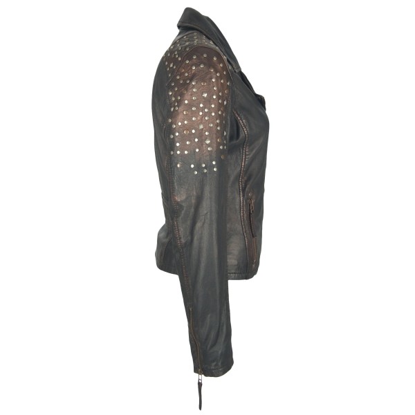 Geaca de Piele Naturala Dama Gipsy Negru Metalic Studdy W19 LARETV – IMBRACAMINTE — fotografia 3