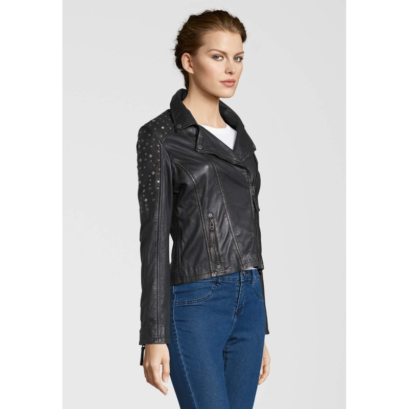 Geaca de Piele Naturala Dama Gipsy Negru Metalic Studdy W19 LARETV – IMBRACAMINTE Geaca de Piele Naturala Dama Gipsy Negru Metalic Studdy W19 LARETV – IMBRACAMINTE