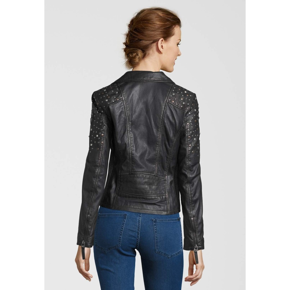 Geaca de Piele Naturala Dama Gipsy Negru Metalic Studdy W19 LARETV – IMBRACAMINTE