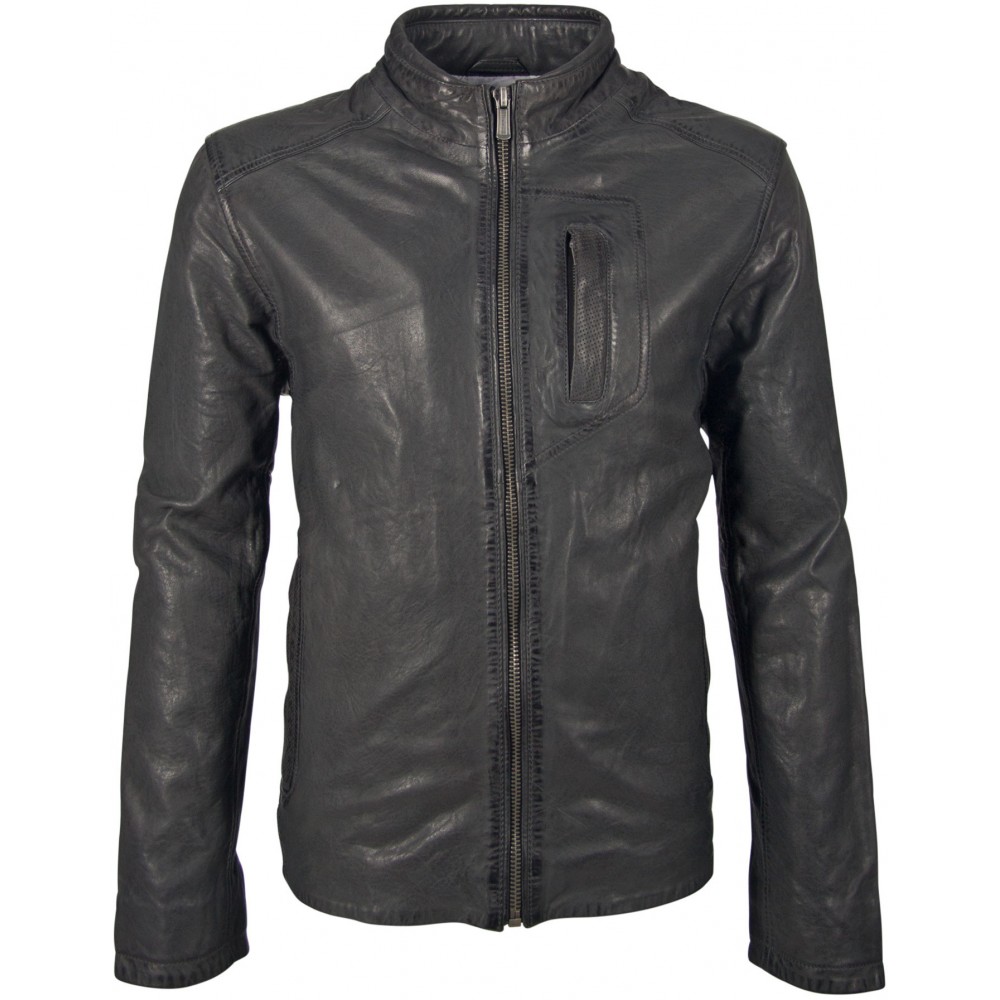 Geaca de Piele Naturala Barbati Gipsy Gri Inchis Swash NSLONTV - readytowear