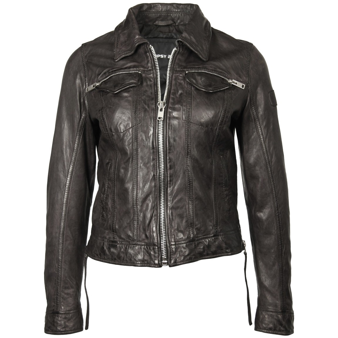 Geaca de Piele Naturala Dama Gipsy Gri inchis Tace SF LVW – IMBRACAMINTE