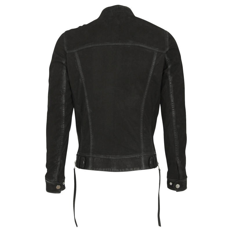 Geaca din Piele Naturala Intoarsa Barbati Gipsy Neagra Tades SF ZNUWV – IMBRACAMINTE