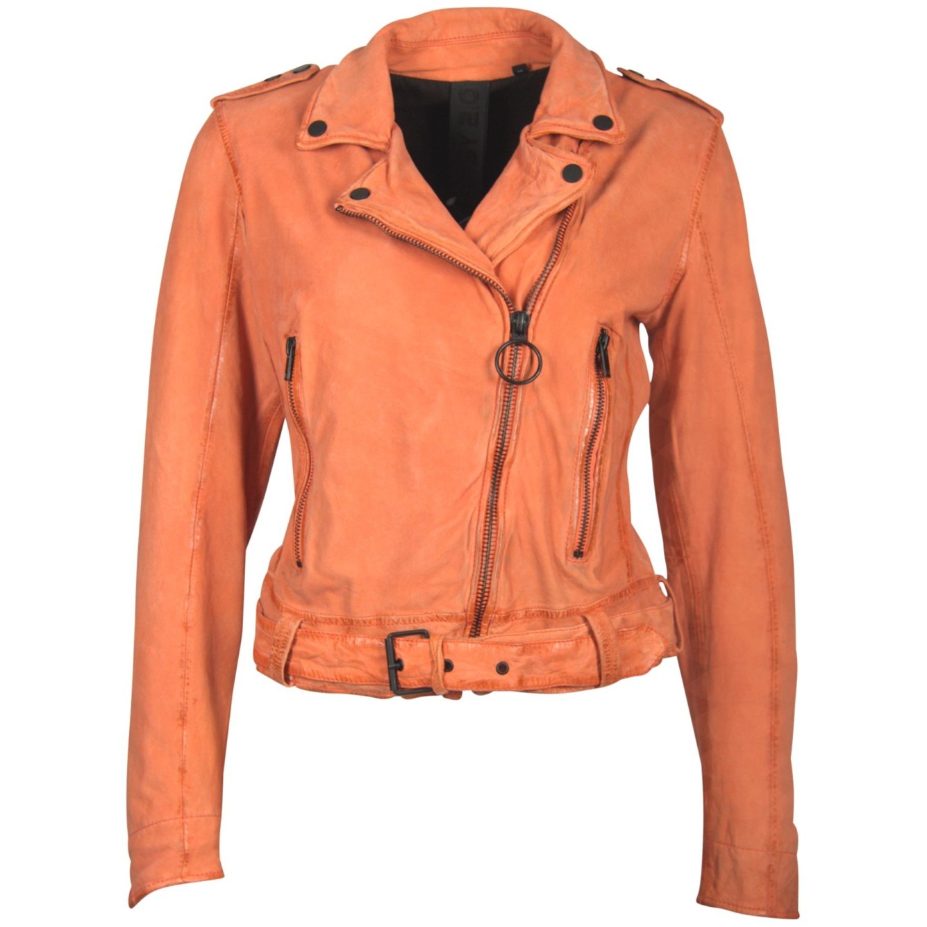 Geaca de Piele Naturala Dama Gipsy Portocalie Theron SF LMAV – IMBRACAMINTE