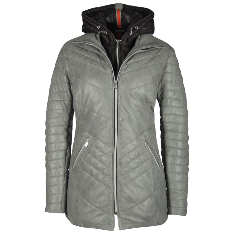 Geaca Lunga de Piele Naturala Dama Gipsy Gri Tidal LNBV W – IMBRACAMINTE