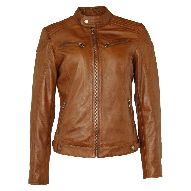 Geaca de Piele Naturala Dama Gipsy Coniac Toja LEGV – IMBRACAMINTE