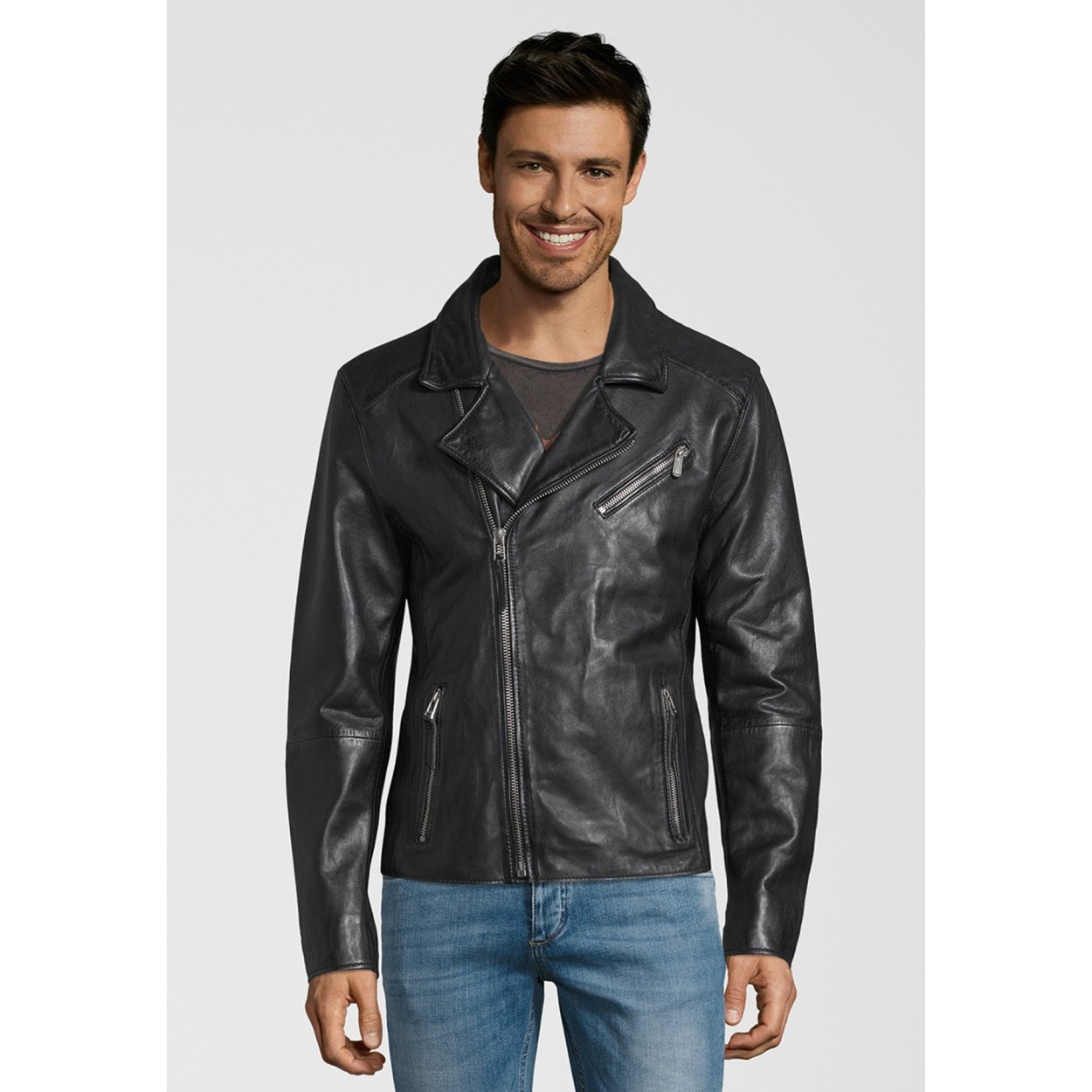 Geaca de Piele Naturala Barbati Gipsy Neagra Tyler NZPV – IMBRACAMINTE