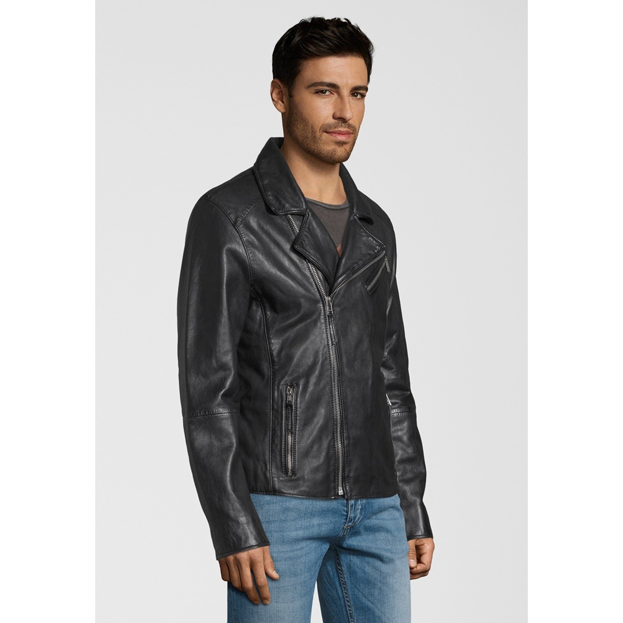 Geaca de Piele Naturala Barbati Gipsy Neagra Tyler NZPV – IMBRACAMINTE