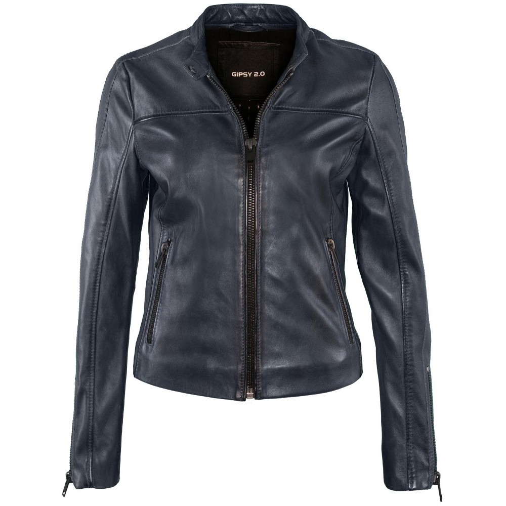Geaca de Piele Naturala Dama Gipsy Bleumarin Veda SF LAROXV - readytowear